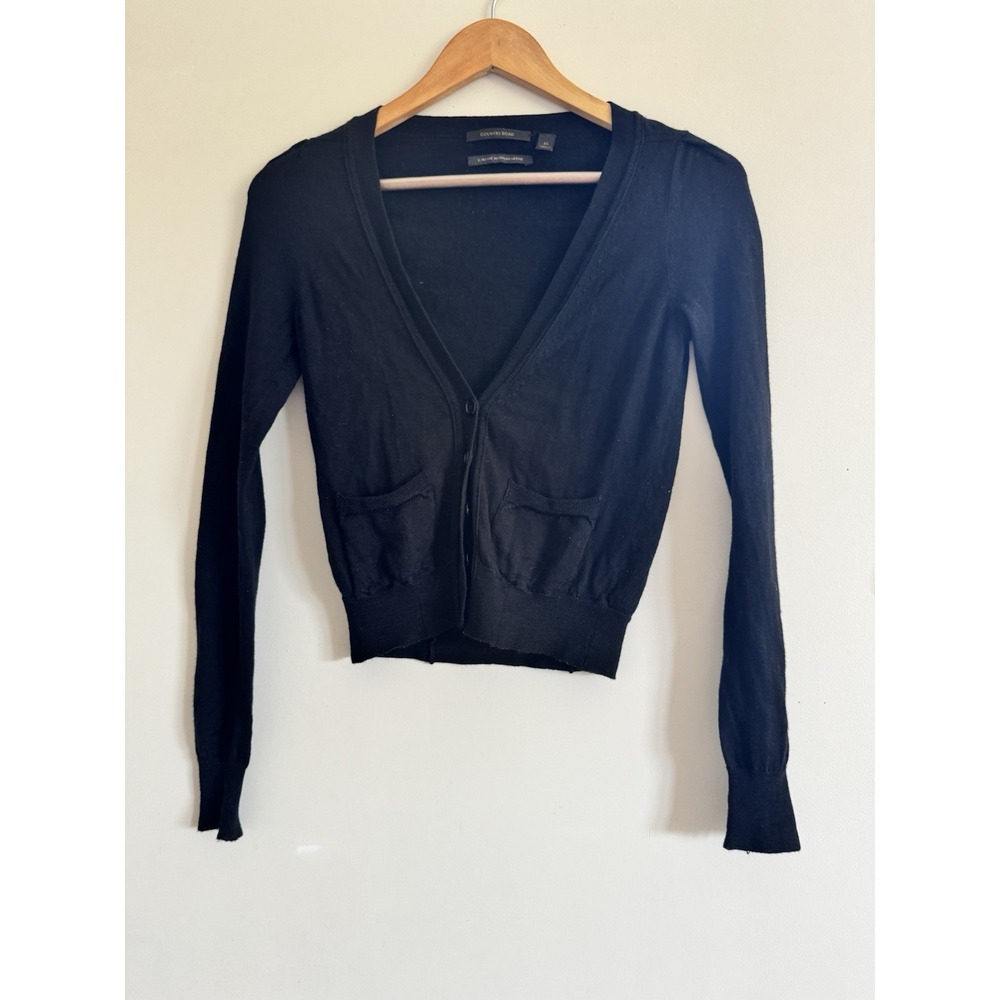 Merino Wool Cardigan Black Soft Australian Sweater Xs